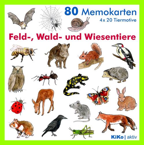 80 Memo-Karten "Feld-, Wald- und Wiesentiere"