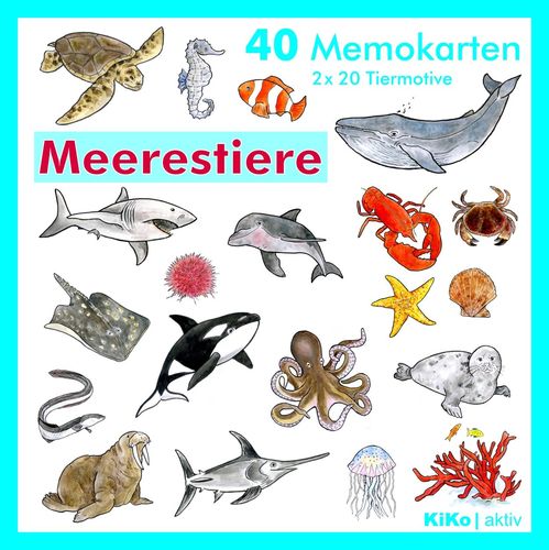 40 Memokarten "Meerestiere"